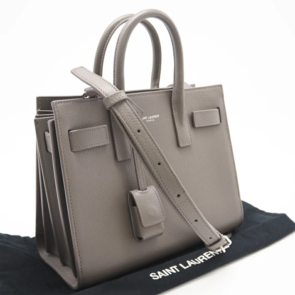 Saint Laurent Leather Sac de Jour Handbag gray calf
